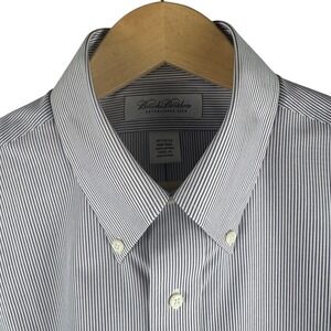 Brooks Brothers Non Iron Button Down Shirts Mens 16 32/33 Blue Stripe Cotton